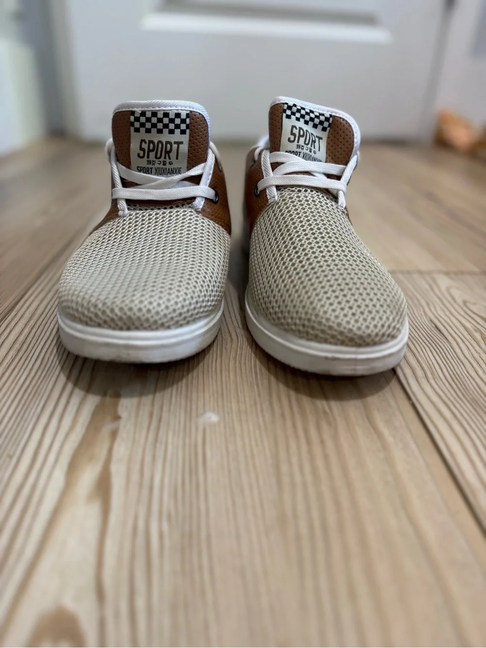 Sporto Men's Tan & Beige Mesh Boat Shoes